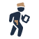 Icon representing law enforcement workers, associated with workers' compensation lawyers, featuring a figure in uniform holding a badge.