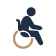 Icon representing permanent disability, linked to workers' compensation lawyers, featuring a figure in a wheelchair.